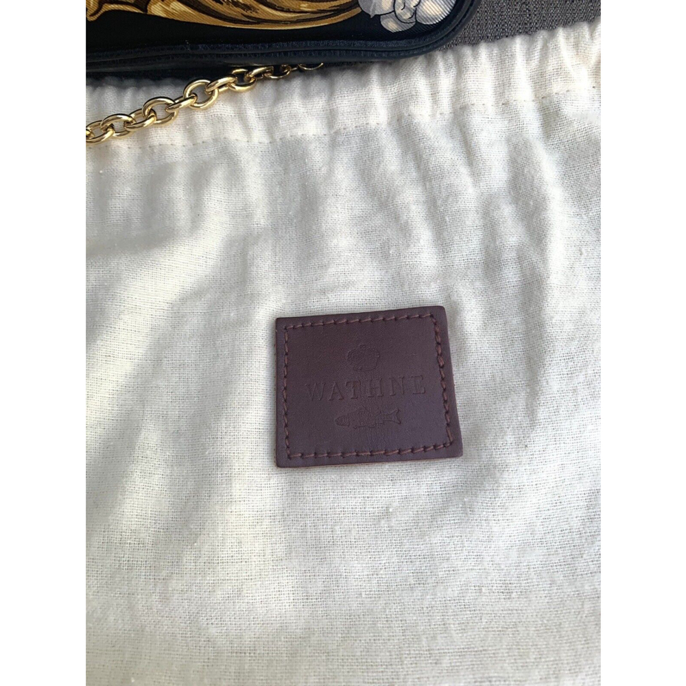 Immaculate Vintage Wathne Peacock Silk And Leather Bag - Picture 3 of 10